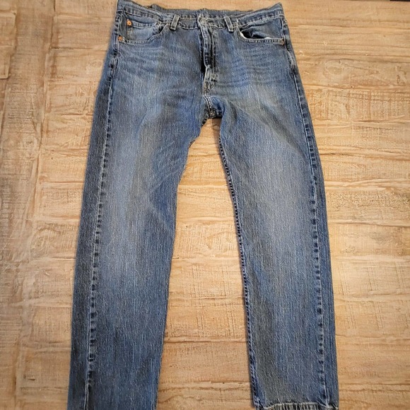 Levi's 505 Jeans Regular Straight Fit Mens Size 36x30 Medium Blue Denim - Picture 1 of 9